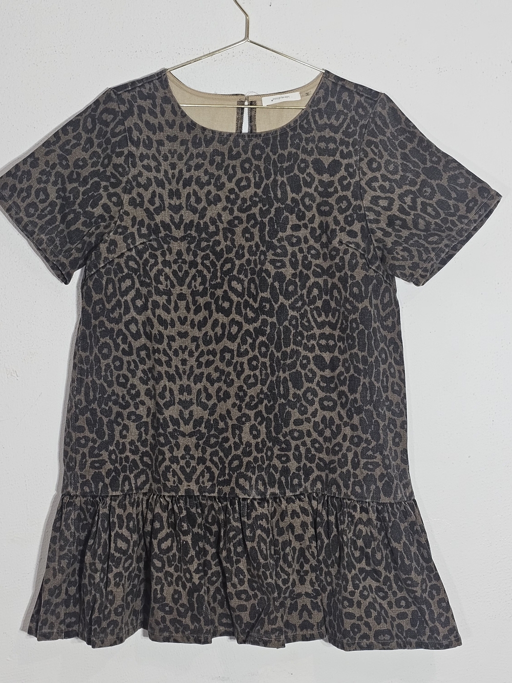 Idem ditto Leopard Print Short Sleeve Midi Dress - Black & Brown Womrns Sz L